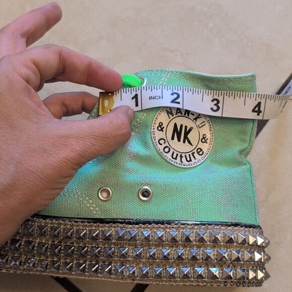 NEW Nan-Ku Free People High Top Sneaker Rhinestone Studded Mint Size 7.5 - Picture 10 of 15